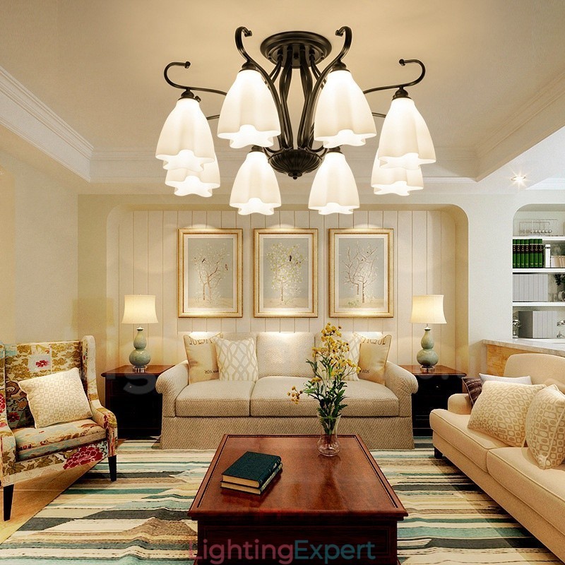 8 Light Rustic Lodge Integrated Chandelier