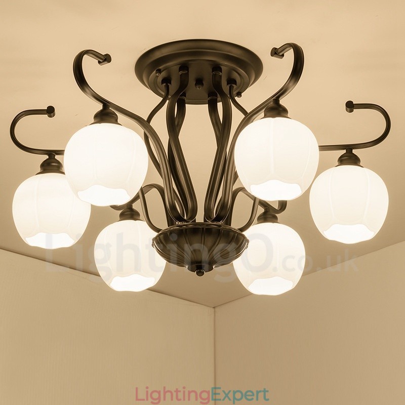 6 Light Rustic Lodge Integrated Chandelier