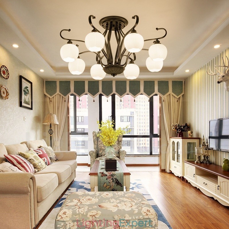 8 Light Rustic Lodge Integrated Chandelier