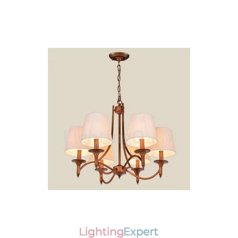 6 Light Rustic Lodge Integrated Metal Chandelier