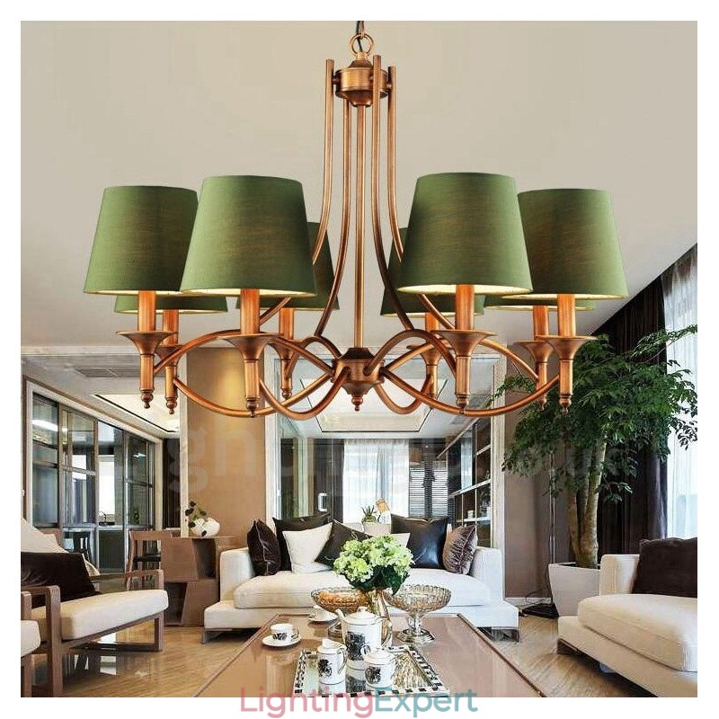 8 Light Rustic Lodge Integrated Metal Chandelier