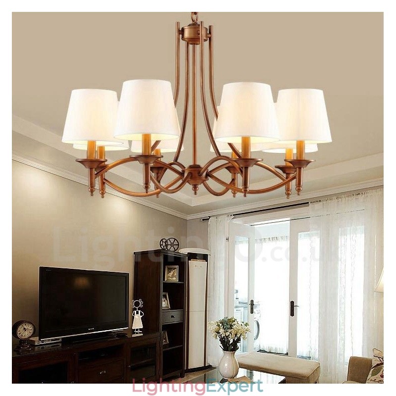 8 Light Rustic Lodge Integrated Metal Chandelier