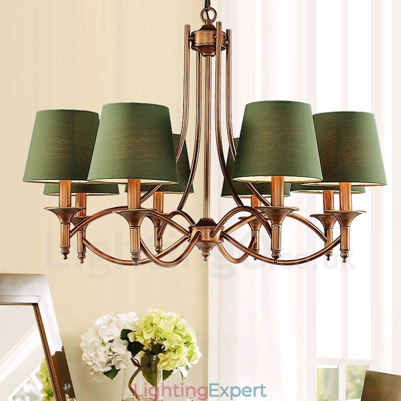 8 Light Rustic Lodge Integrated Metal Chandelier