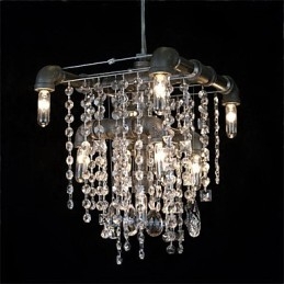 North American Style Characteristic Crystal 9 Light Chandelier In Pipe Design