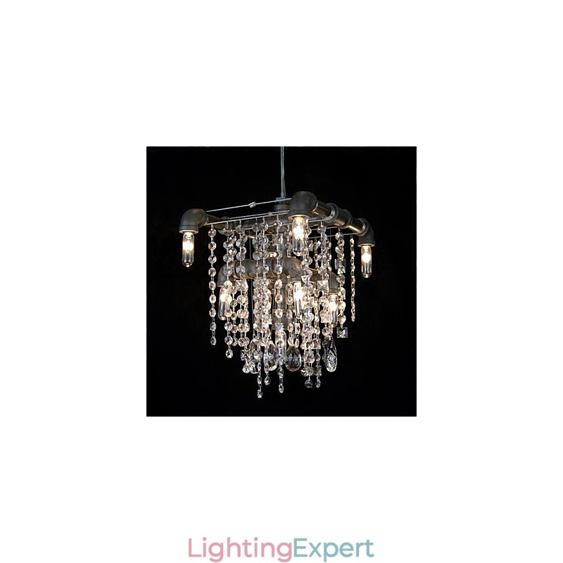 North American Style Characteristic Crystal 9 Light Chandelier In Pipe Design