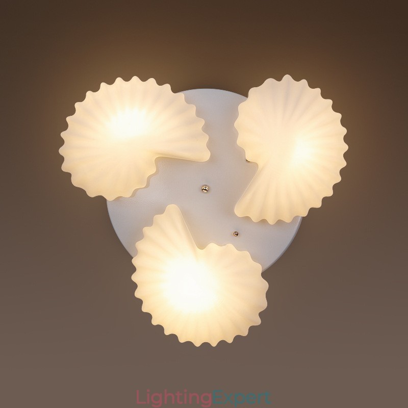 3 Light Traditional Classic Integrated Chandelier with Glass Shade