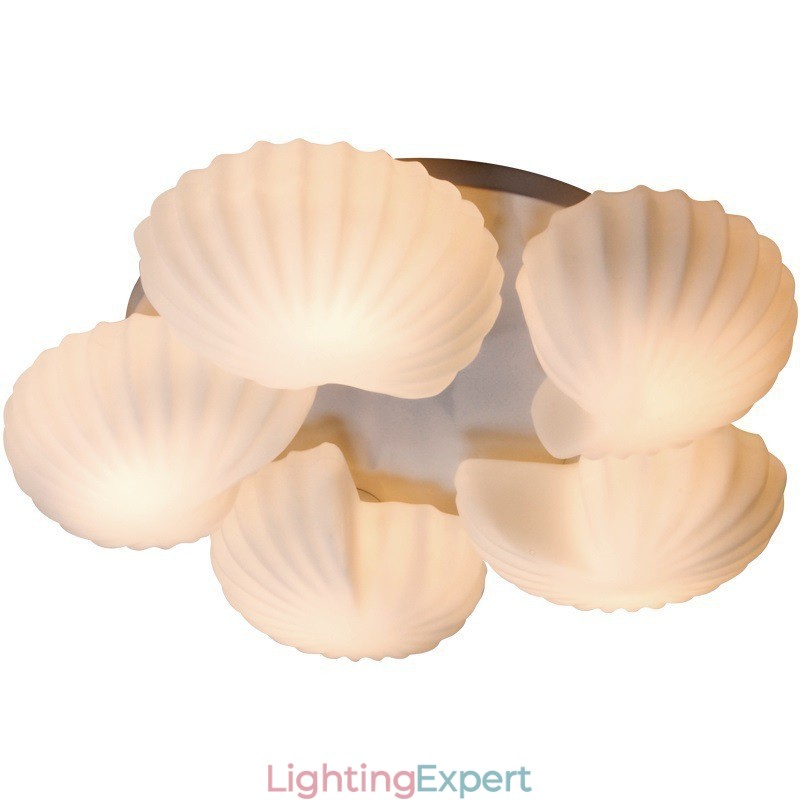 Conch 5 Light Traditional Classic Integrated Chandelier with Glass Shade