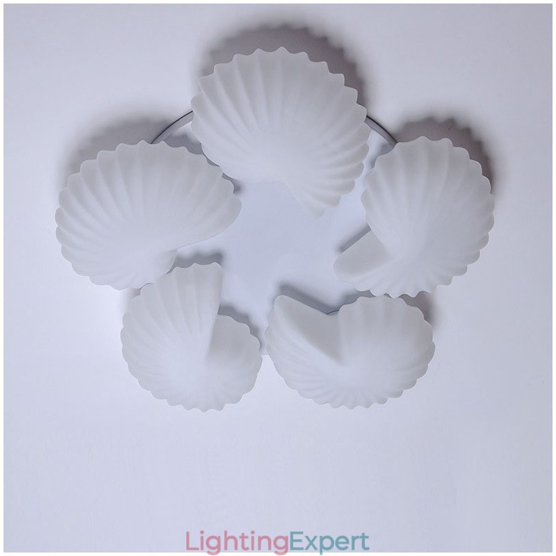 Conch 5 Light Traditional Classic Integrated Chandelier with Glass Shade