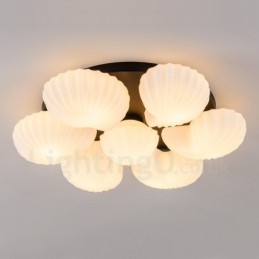 7 Light Traditional Classic Integrated Chandelier with Glass Shade