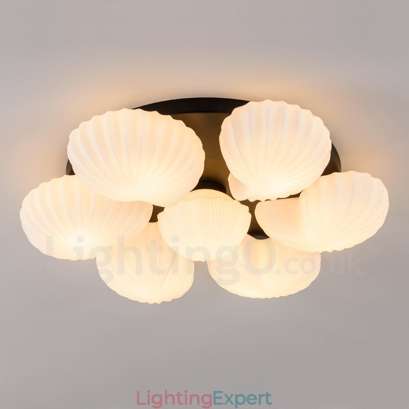 7 Light Traditional Classic Integrated Chandelier with Glass Shade