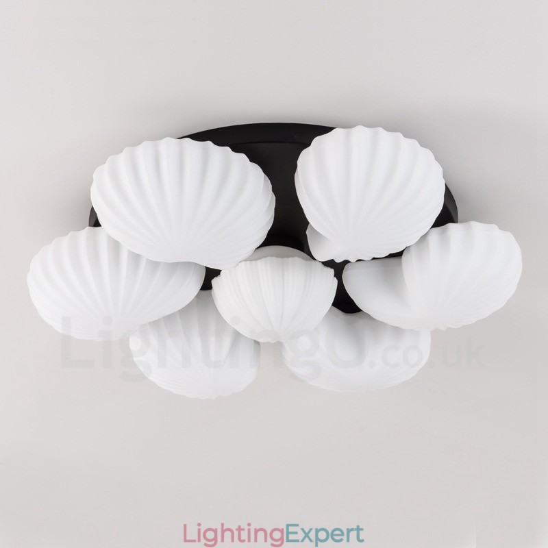 7 Light Traditional Classic Integrated Chandelier with Glass Shade