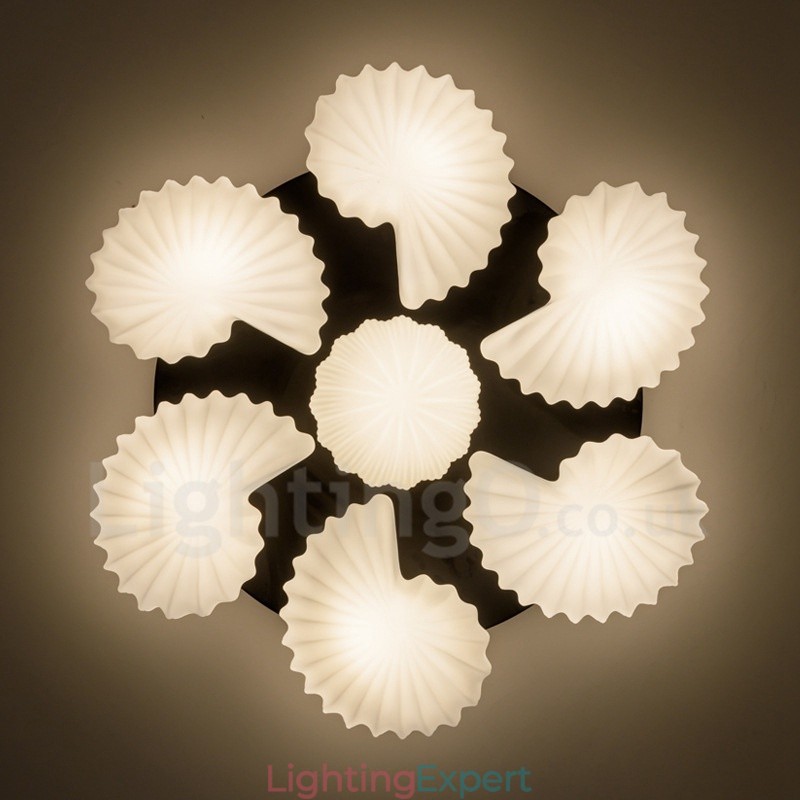 7 Light Traditional Classic Integrated Chandelier with Glass Shade