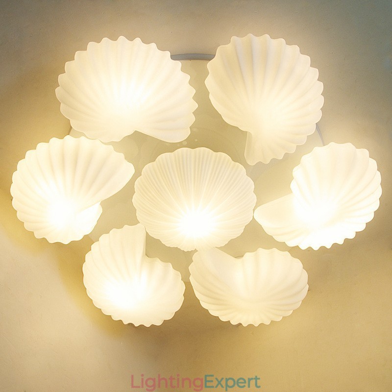 7 Light Traditional Classic Integrated Chandelier with Glass Shade