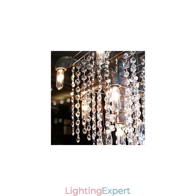 North American Style Characteristic Crystal 9 Light Chandelier In Pipe Design