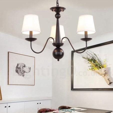 3 Light Rustic Lodge Integrated Metal Chandelier with Fabric Shade