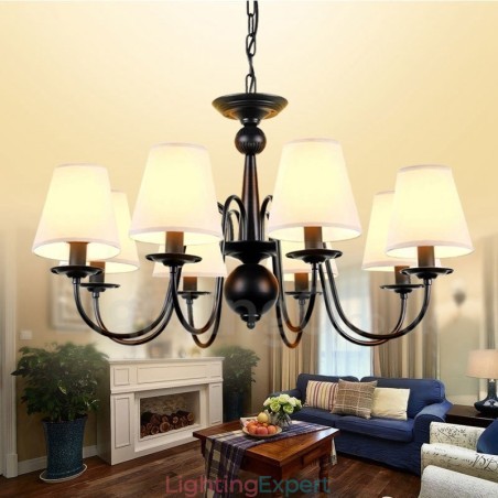 8 Light Rustic Lodge Integrated Metal Chandelier with Fabric Shade 8 Light Rustic Lodge Integrated Metal Chandelier with Fabric Shade