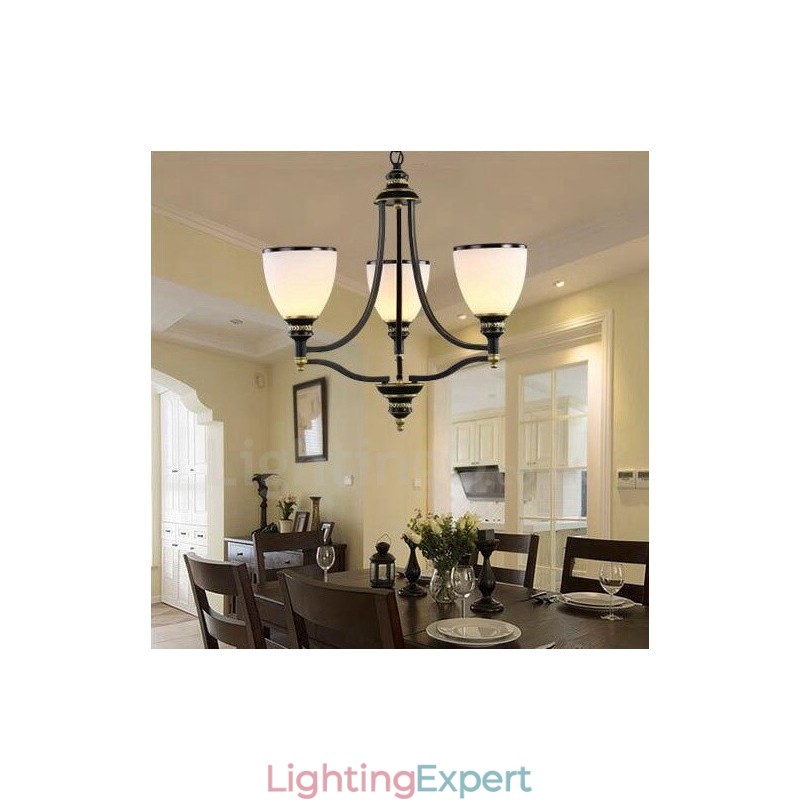 3 Light Rustic Lodge Integrated Metal Chandelier