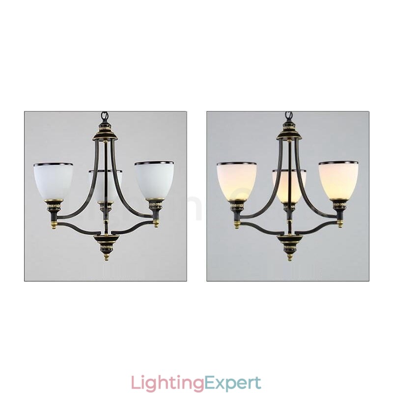 3 Light Rustic Lodge Integrated Metal Chandelier