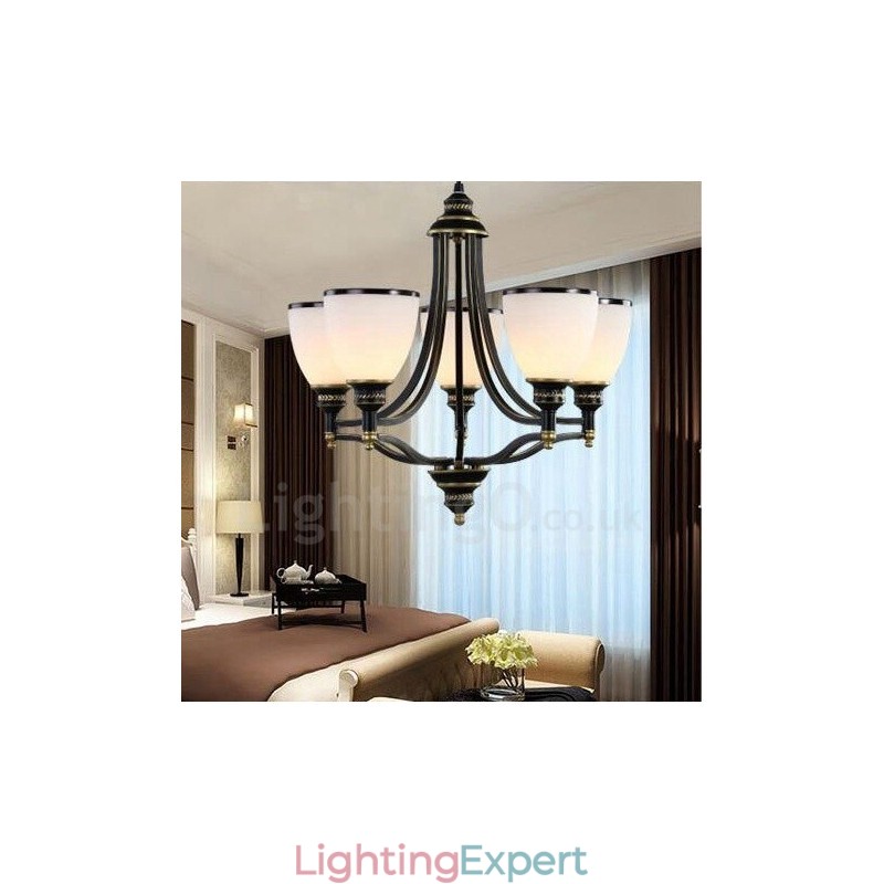 5 Light Rustic Lodge Integrated Metal Chandelier