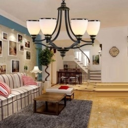 6 Light Rustic Lodge Integrated Metal Chandelier