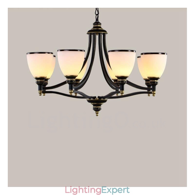 8 Light Rustic Lodge Integrated Metal Chandelier
