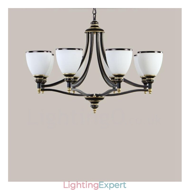 8 Light Rustic Lodge Integrated Metal Chandelier