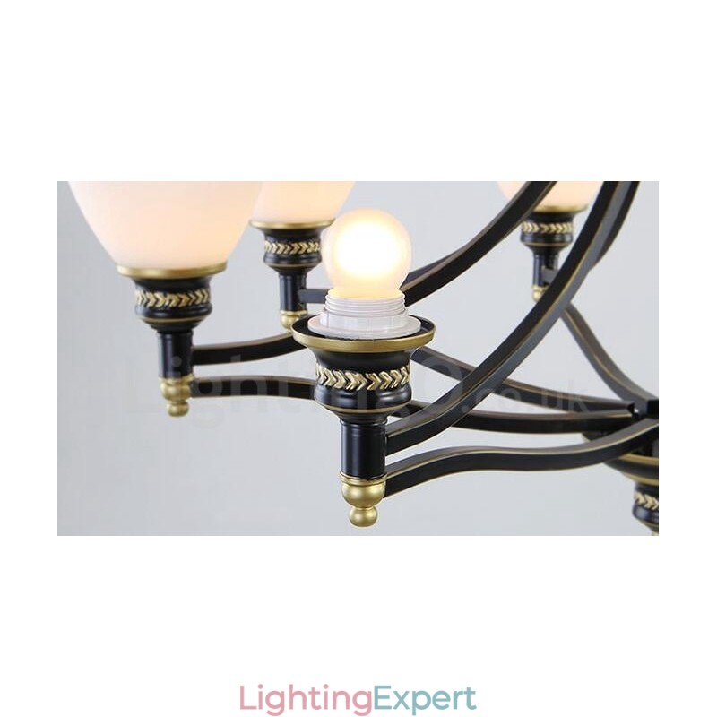 8 Light Rustic Lodge Integrated Metal Chandelier