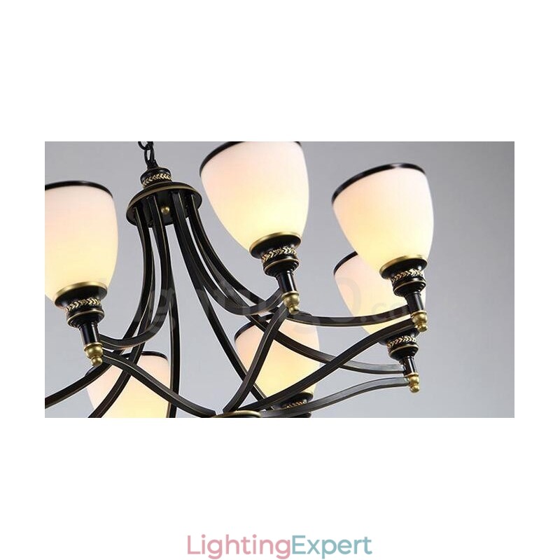 8 Light Rustic Lodge Integrated Metal Chandelier