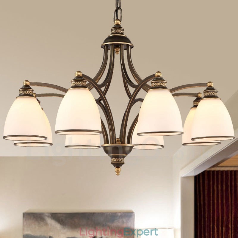 8 Light Rustic Lodge Integrated Metal Chandelier