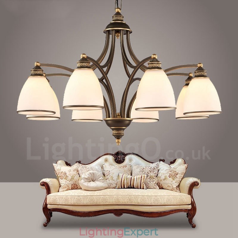 8 Light Rustic Lodge Integrated Metal Chandelier