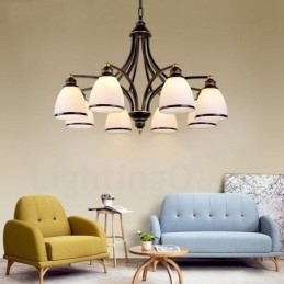 8 Light Rustic Lodge Integrated Metal Chandelier