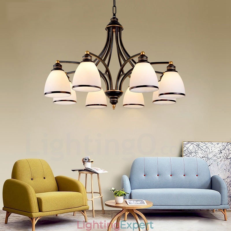 8 Light Rustic Lodge Integrated Metal Chandelier