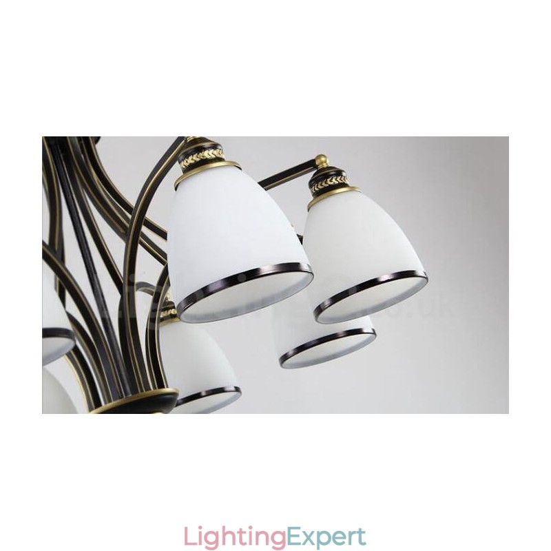 8 Light Rustic Lodge Integrated Metal Chandelier