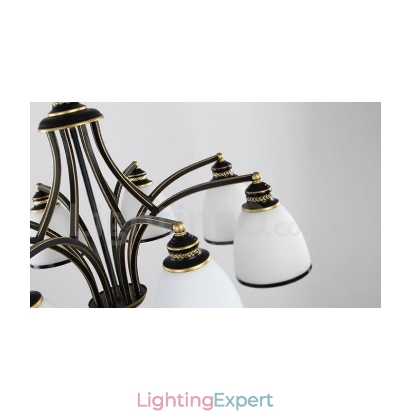 8 Light Rustic Lodge Integrated Metal Chandelier