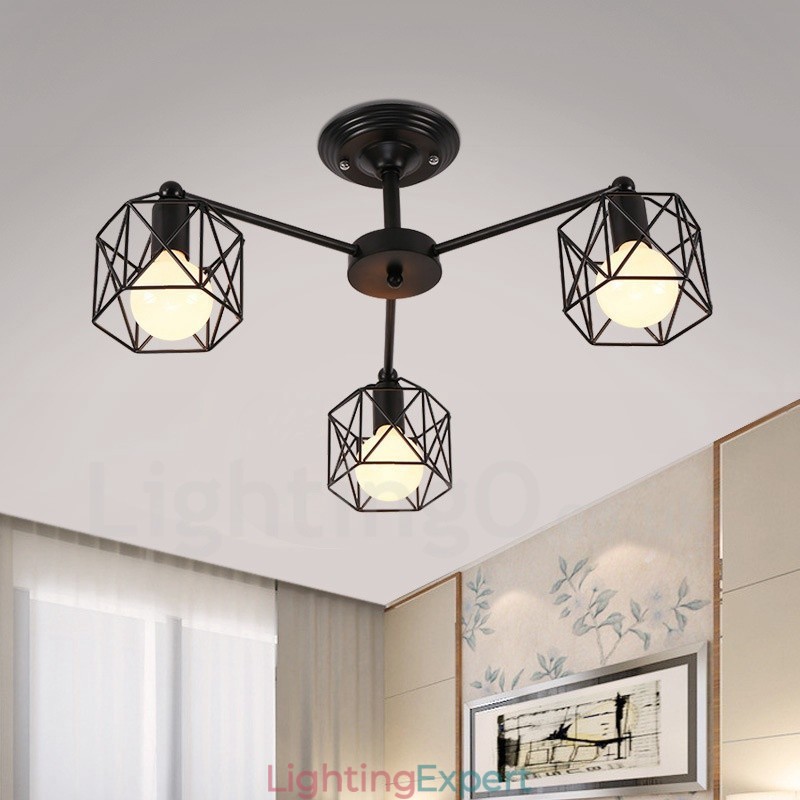 3 Light Rustic Lodge Integrated Chandelier