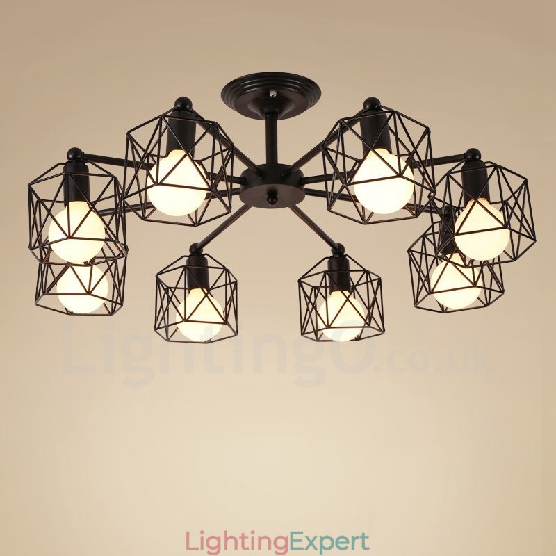 8 Light Rustic Lodge Integrated Chandelier