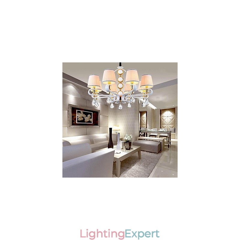 Fabric Chandelier 8 Light Modern Minimalist High Grade Lamp