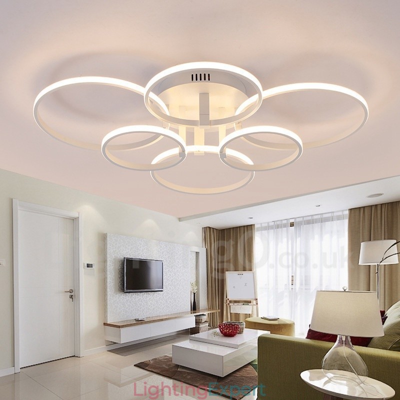 6 Light Modern Contemporary Integrated Metal Flush Mount Light