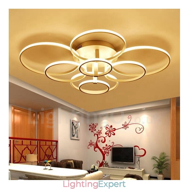8 Light Modern Contemporary Integrated Metal Flush Mount Light