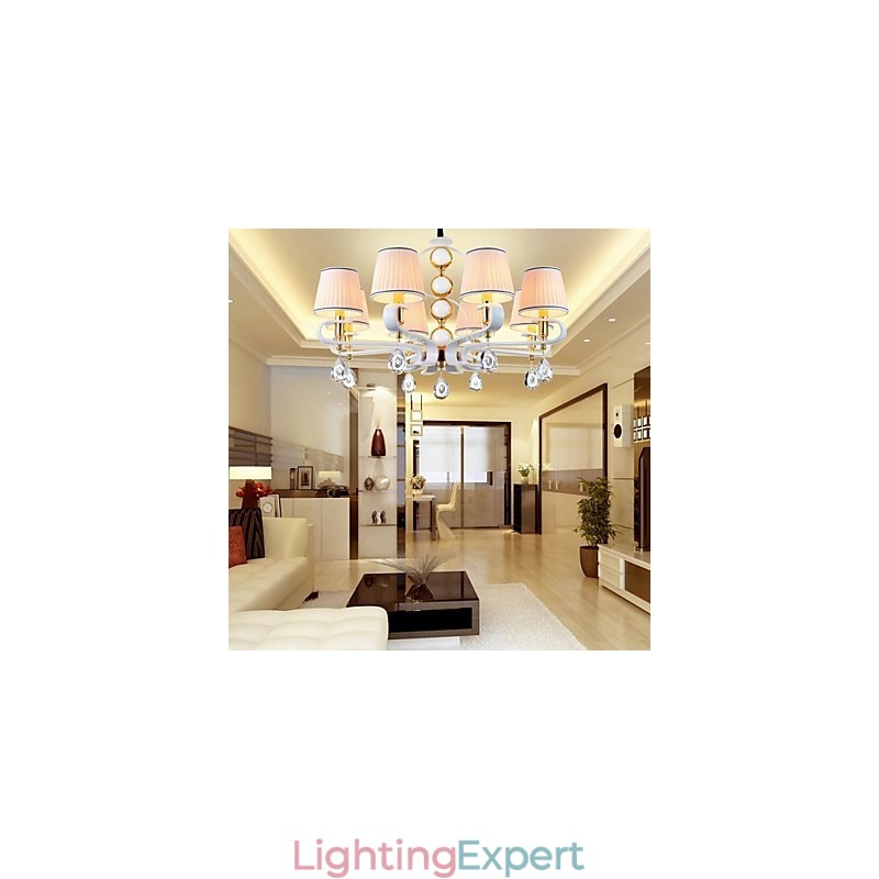 Fabric Chandelier 8 Light Modern Minimalist High Grade Lamp