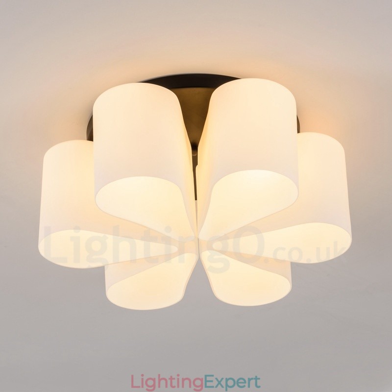 6 Light Rustic Lodge Integrated Flush Mount Light