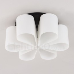 6 Light Rustic Lodge Integrated Flush Mount Light