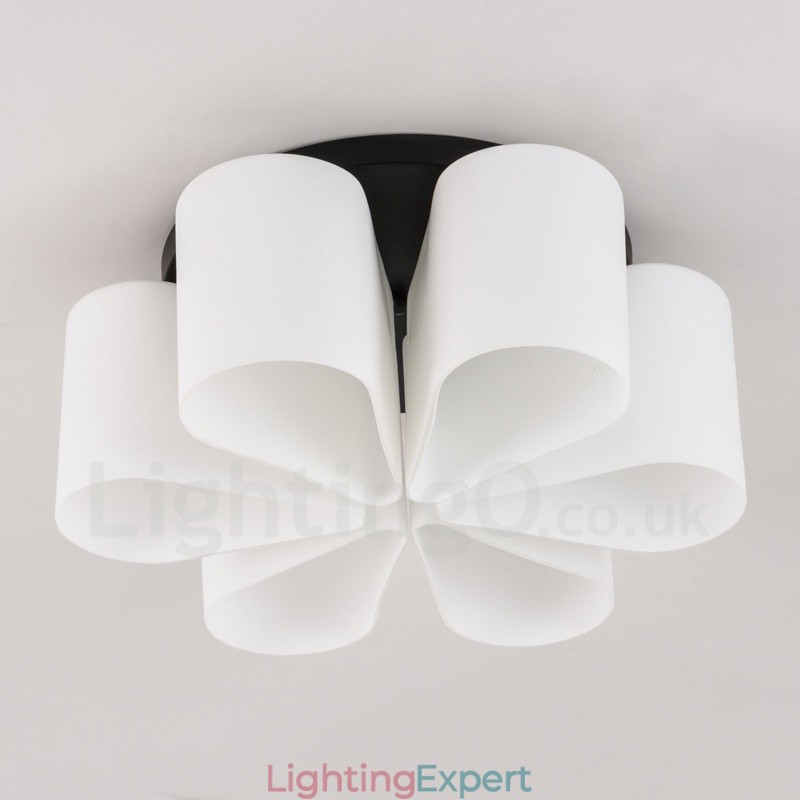 6 Light Rustic Lodge Integrated Flush Mount Light