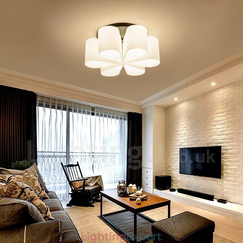 6 Light Rustic Lodge Integrated Flush Mount Light