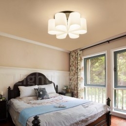 6 Light Rustic Lodge Integrated Flush Mount Light