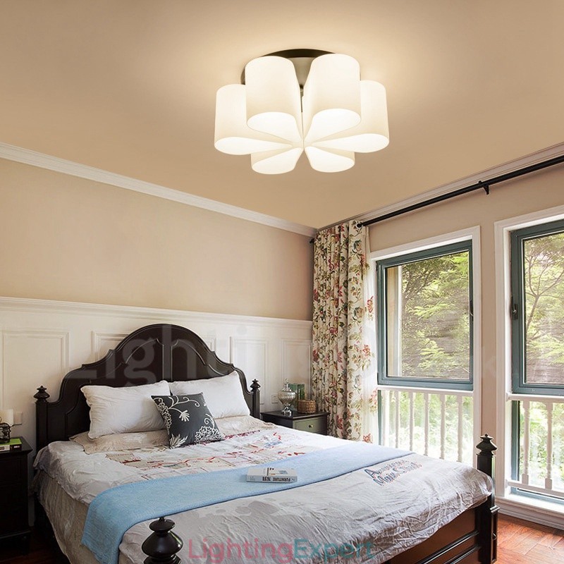6 Light Rustic Lodge Integrated Flush Mount Light