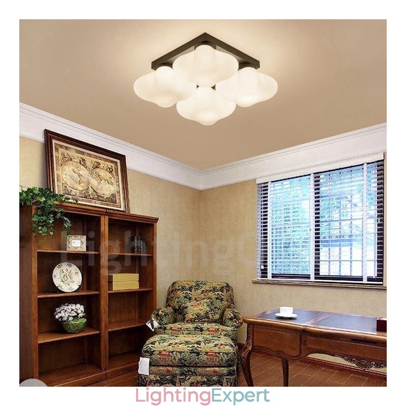 4 Light Rustic Lodge Integrated Flush Mount Light