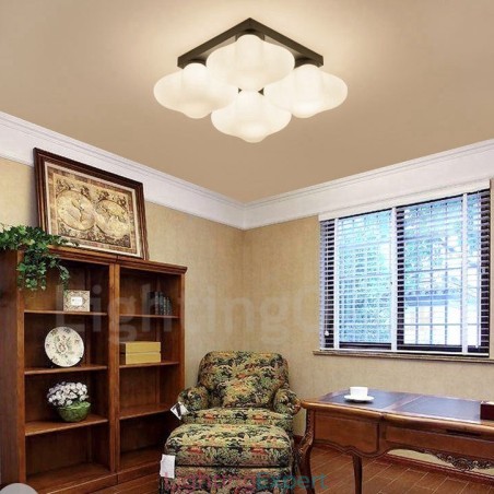 4 Light Rustic Lodge Integrated Flush Mount Light