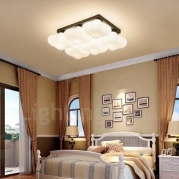 6 Light Rustic Lodge Integrated Flush Mount Light