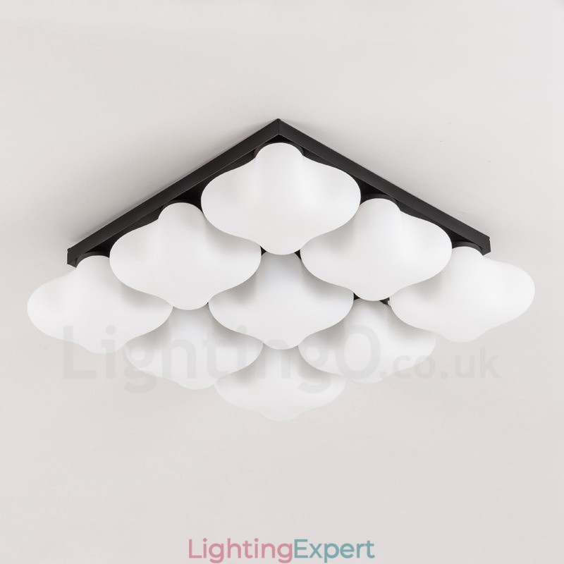 9 Light Rustic Lodge Integrated Flush Mount Light